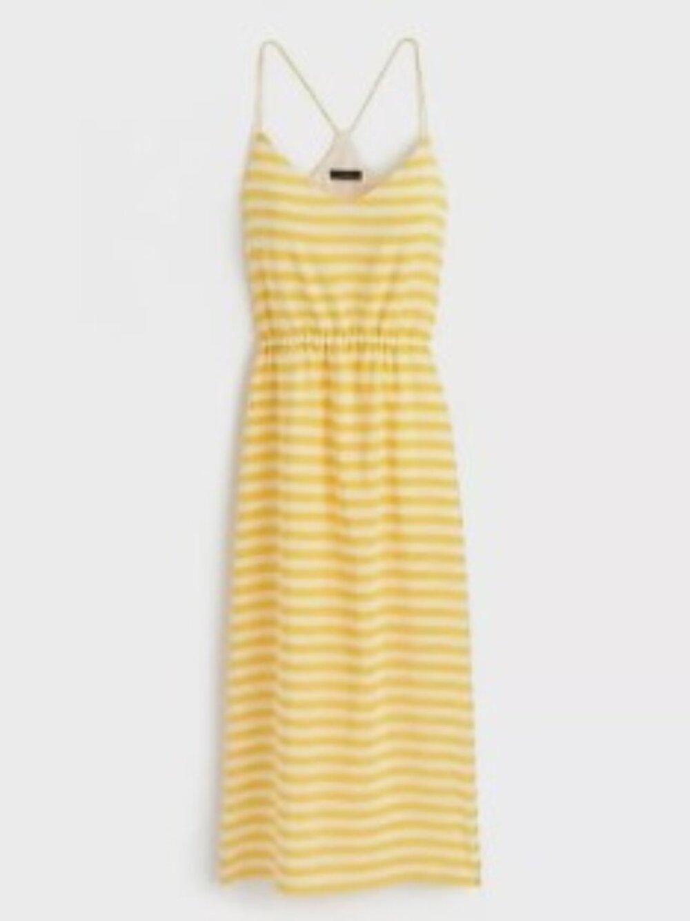 NWT J.Crew Silk Slip Midi Dress Size 6 Yellow Striped Carrie Cami Wedding Guest